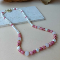 COLAR PÉROLA E CALCEDÔNIA