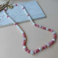 COLAR PÉROLA E CALCEDÔNIA - Primajoia