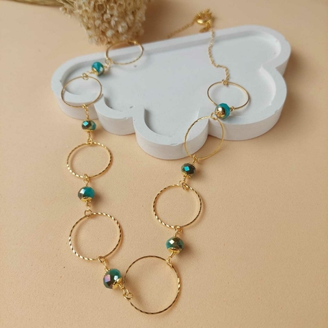 COLAR OURO E CRISTAL