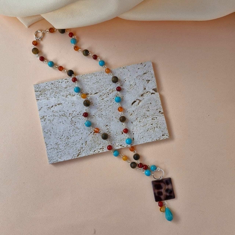 COLAR CALCEDÔNIA E ÁGATA LARANJA