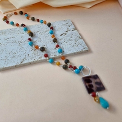 COLAR CALCEDÔNIA E ÁGATA LARANJA - Primajoia