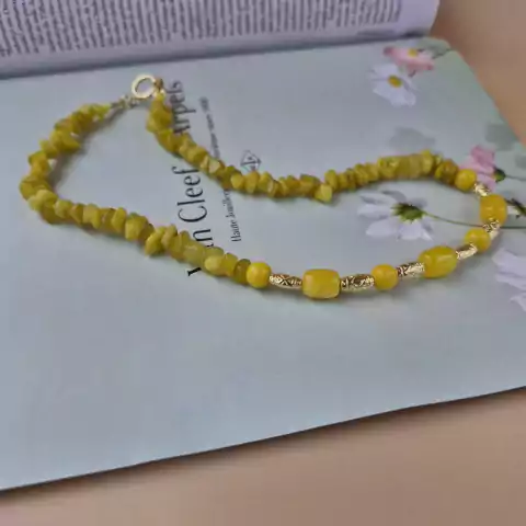 CHOKER BARRIL JADE AMARELA