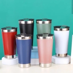 Copo Térmico 473ml Com Tampa E Abridor Inox Para Cerveja Quente e Gelado LISO