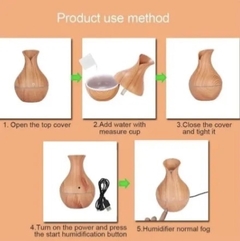 Difusor Umidificador de Ar & Aromatizador de Ambientes Tipo Madeira Vaso - loja online