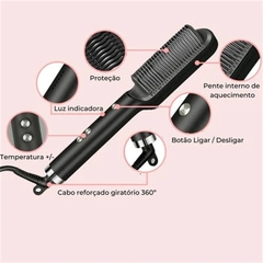 Escova Alisadora 5 em 1 - Alisa, Seca, Hidrata, Modela e Anti-Frizz - comprar online