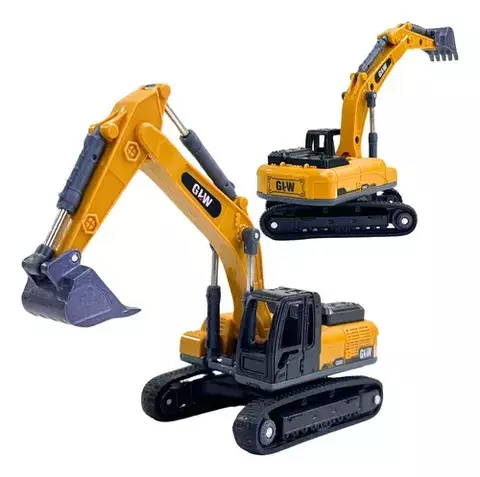 MINI ESCAVADEIRA DE FERRO ARTICULADA 360° FERRO PARA CRIANÇAS E COLECIONADORES ESCALA 1:50