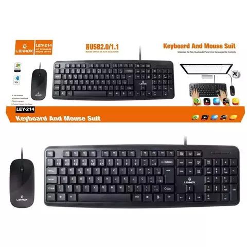 KIT TECLADO E MOUSE COM FIO LEY-214
