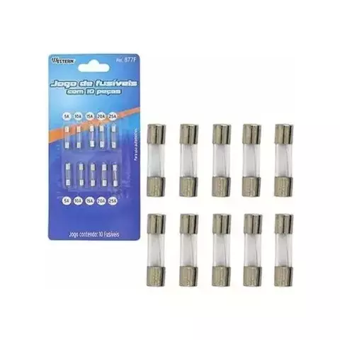 FUSÍVEIS DE VIDRO 10 PEÇAS 5A A 25A