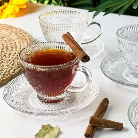 JOGO DE XICARAS MANDALA 6 PEÇAS COM PIRES