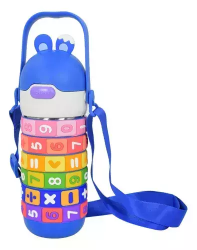 GARRAFA TÉRMICA TABUADA INFANTIL 460ML AZUL