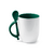Caneca Personalizada de Cerâmica Branca Base Curva com Colher, Interior e Alça Colorido 325ml