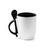 Caneca Personalizada de Cerâmica Branca Base Curva com Colher, Interior e Alça Colorido 325ml - loja online