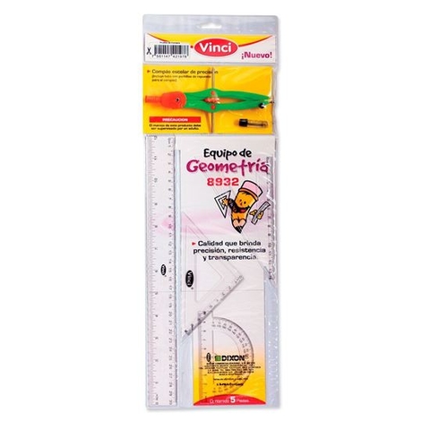 JUEGO GEOMETRÍA C/COMPÁS PRECISION VINCI 8049