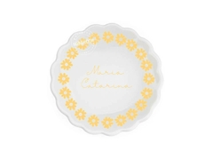 25 unids - Joia do Dia Lembrancinha de Porcelana Personalizada 9,5 cm Ondulada F