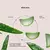 Imagem de fatias de aloe vera destacando suas propriedades calmantes e hidratantes, com texto informativo sobre o produto.
