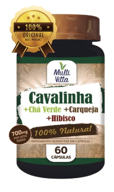 CAVALINHA + CHÁ VERDE + CARQUEJA + HIBISCO 700MG 60 CAPS - MULTIVITTA
