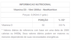 VITAMINA D3 (SUBLINGUAL) 2.000UI POR PORÇÃO - NEWNUTRITION - comprar online