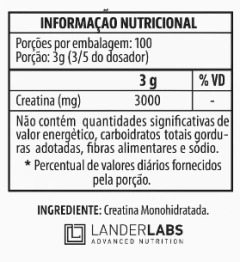 Creatina 100% Pura 300G - LanderLabs na internet