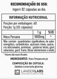 Maca Peruana 100% pura 500mg 120 caps - Landerlabs na internet