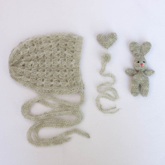 kit touca e coelhinho para fotografia newborn Analuprops