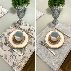 Imagem do Lugar Americano DUPLA FACE - Floral Cinza (Unidade)