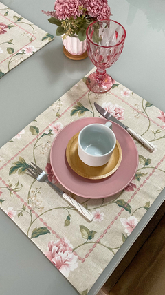 Lugar Americano DUPLA FACE - Floral Rosa (Unidade) - Lia House Store