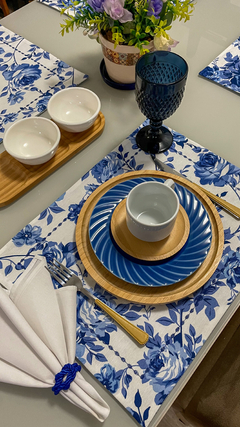 Jogo Americano DUPLA FACE - Floral Azul (Unidade) - Lia House Store