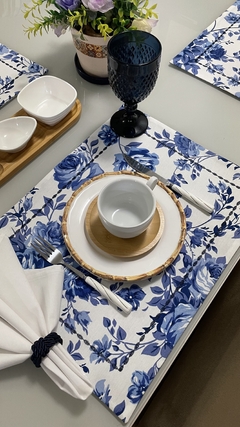 Jogo Americano DUPLA FACE - Floral Azul (Unidade) na internet