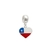 Berloque De Prata Pura 990 Coração Bandeira Chile