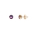 Brinco Pedra Acrílica Redonda Fuchsia 6Mm Folheado Em Ouro 18k