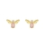 Brinco Abelha Com Pedra Rosa Folheado Em Ouro 18k
