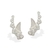Brinco De Prata Pura 990 Ear Cuff Com 5 Corações Diamantados