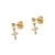 Brinco Com Strass E Cruz Vazada Folheado Em Ouro 18k