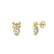 Brinco Coruja 13Mm Com Corpo De Zircônias Folheado Em Ouro 18k
