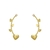 Brinco Ear Cuff Com Strass E Corações Folheado Em Ouro 18k