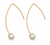 Brinco Fio Com Pérola 8Mm Folheado Em Ouro 18k