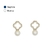Brinco Flor Vazada Com Zirconias Saphira E Perola Folheado Em Ouro 18k