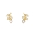 Brinco Galho Folhas Com Zirconias E Perola Folheado Em Ouro 18k