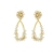 Brinco Zircônia Redondo Com Gota E Florzinhas Folheado Em Ouro 18k