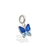 Berloque De Prata Pura 990 Borboleta Borda Resina Azul Bandeira Azul Pastel