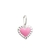 Pingente De Prata Pura 990 Coração Borda Diamantada Resina Rosa Pastel