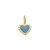 Pingente Coração Borda Diamantada Com Resina Azul Pastel Folheado Em Ouro 18k