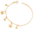 Pulseira Com Bracelete Meia Cana Com 5 Estrelas Diamantadas Folheado Em Ouro 18k