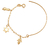 Pulseira Com Bracelete Meia Cana Com Figa Estrela Davi Mão De Fatíma Folheado Em Ouro 18k