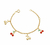 Pulseira Infantil 2 Cerejas Lisa 2 Cerejas Com Resina Folheado Em Ouro 18k