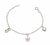 Pulseira Infantil De Prata Pura 990 Com Corações E Coroa Com Resina Rosa Pastel