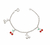 Pulseira Prata Pura 990 Com Cereja Lisa E Cereja Com Resina Com Alongador 2Cm