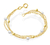 Pulseira Tripla Com Bolinha E Pérola 3Mm 18Cm Folheado Em Ouro 18k
