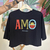 Cropped Farm ''AMO'' Preto - comprar online