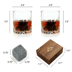 Conjunto de pedras e óculos Whisky, cubo de gelo de granito para whisky